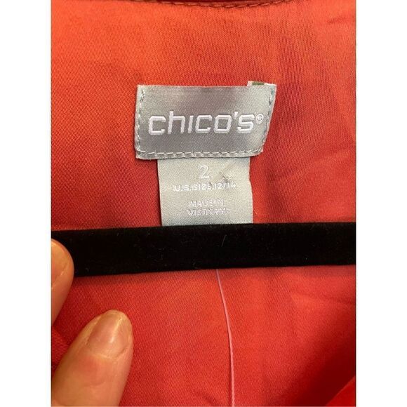 Chicos SANDWASH SATIN SHIRT LS Fashion Top ORANGE SPICE NWT size 12/14. - Picture 6 of 10